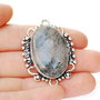 Conector Quartz turmalinat  in rama decorativa argintata si antichizata