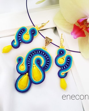 Set soutache galben-indigo