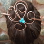 Accesoriu par din cupru,Accesoriu par cu jad,Accesoriu pentru par handmade.