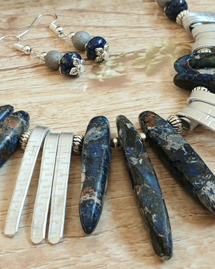 Set/Colier si cercei/regalit albastru
