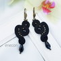 Cercei soutache negri cu onix si cristale