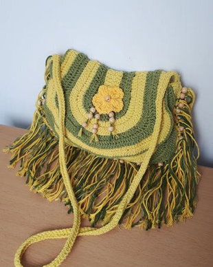 Geanta crosetata Verde/Galben