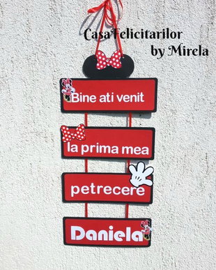 Banner Bine ati venit- tematica Minnie mouse rosie