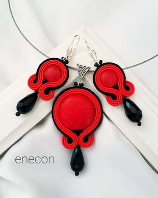 Set soutache rosu si negru