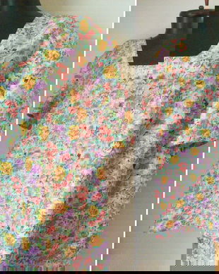 BLUZA XL MATASE NATURALA FLORAL