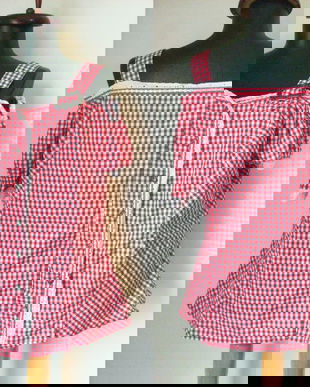 BLUZA BUMBAC TARTAN ROSU