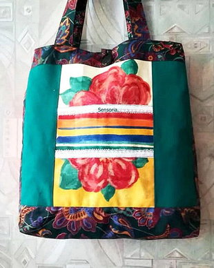 geanta / sacosa cu flori multicolor XXL