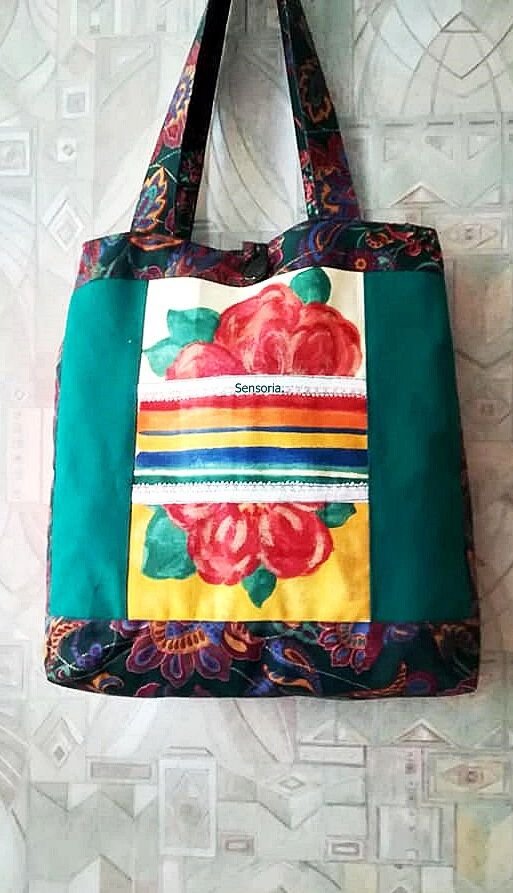 geanta / sacosa cu flori multicolor XXL