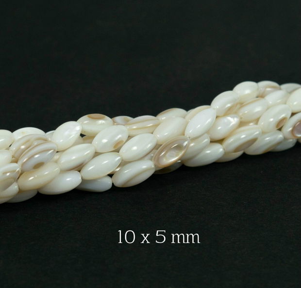Margele sidef natural, 10 x 5 mm