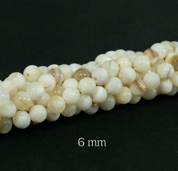 Margele sidef natural, 6 mm