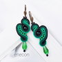 Cercei soutache verzi cu onix si cristale