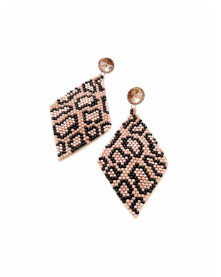 cercei romb leopard blush rose mat,lucios si negru