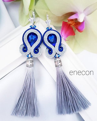 Cercei soutache cu ciucuri