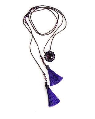 Colier violet ciucuri si pandantiv rivoli Swarovski