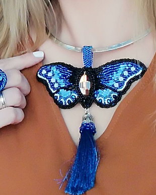 Set Blue Butterfly- Colier și inel
