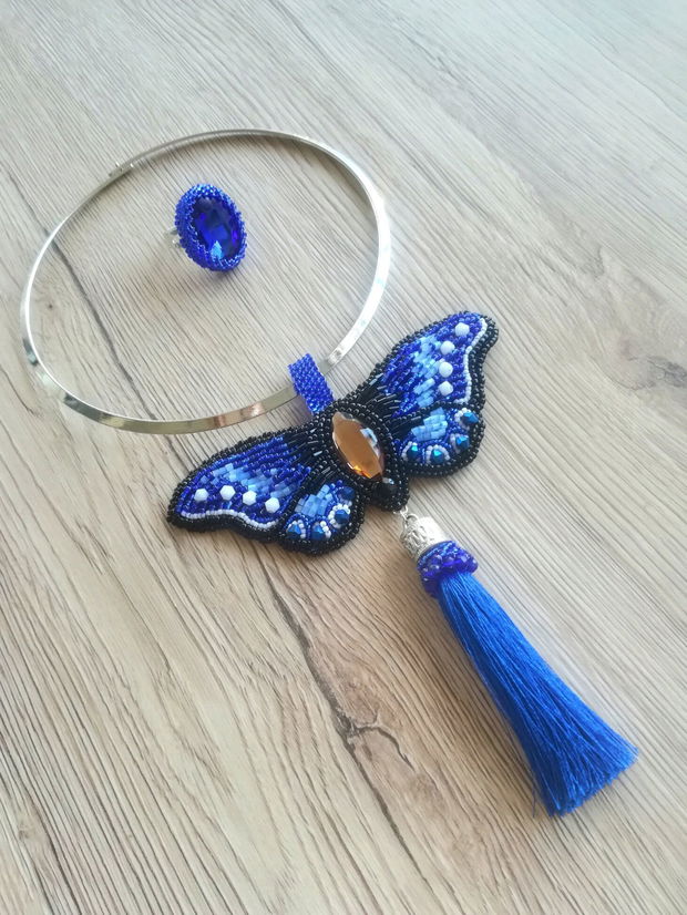 Set Blue Butterfly- Colier și inel