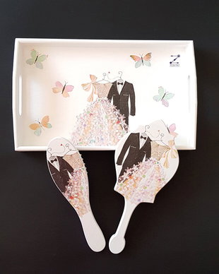 Set mireasa, set gatitul miresei, set perie si oglinda, set tava mireasa, set nunta, set shabby chic, tava mireasa, set mire si mireasa