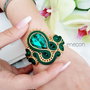 Brățara soutache EMERALD-GOLD