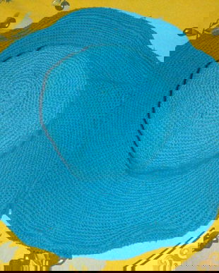 Palarie noua, crosetata din bumbac turcoaz