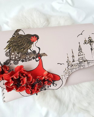 Poseta plic handmade unicat din piele naturala - Dancer