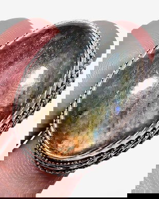 K0856 # Inel, argint marcat, labradorit slefuit, interior 17,5mm, montura 33x25x13mm 17,2g