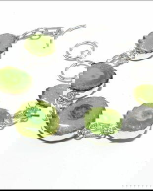 K0929 - Bratara, argint marcat, cuart solar druzy verde, 19-20cm, 25,5g