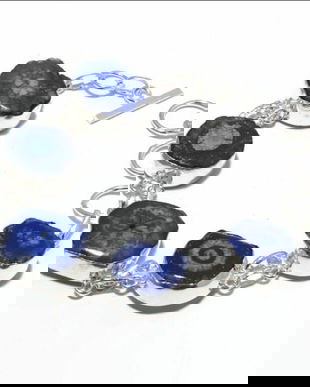 K0930 - Bratara, argint marcat, cuart solar druzy mov indigo, 19-23cm, 29,5g