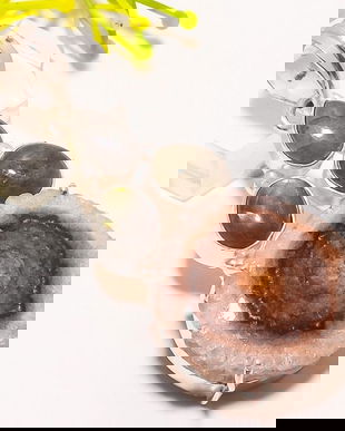 K0725 - Pandantiv, argint marcat, cuart solar cafeniu, labradorit, 54x23x10mm, 11,3g