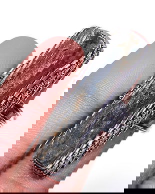 K0844 # Inel, argint marcat, kyanit brut, interior 17,25mm, montura 43x13x13mm, 16,4g