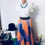 Set fusta solata imprimeu și bluza mătase naturala
