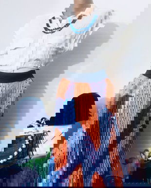 Set fusta solata imprimeu și bluza mătase naturala