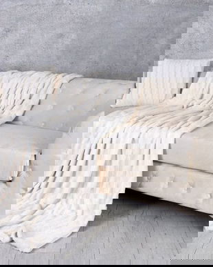 Patura decorativa din blana sintetica crem