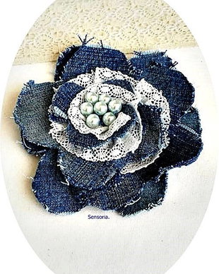 brosa denim , dantela , perle