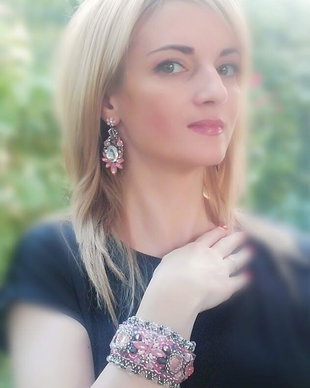 Set cercei și brățară-  Pink Powder