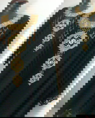 KAFTAN NEGRU TRIPLUVOAL BRODERIE FIR MATASE AURIE