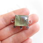 Conector/ pandant  prehnit turmalinat  in rama argintata
