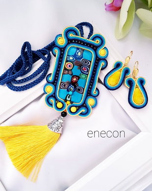 Set soutache albastru-galben.