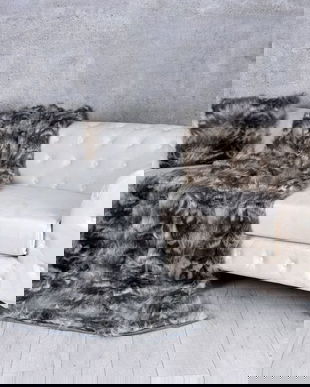 Patura decorativa din blana sintetica gri