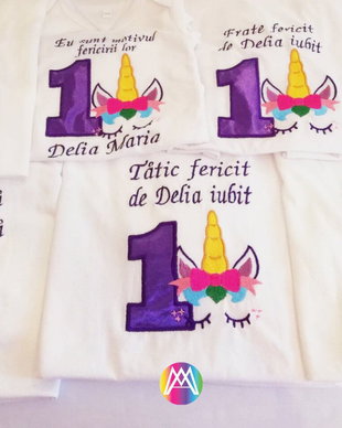 Set Tricouri Family Unicorn Brodate