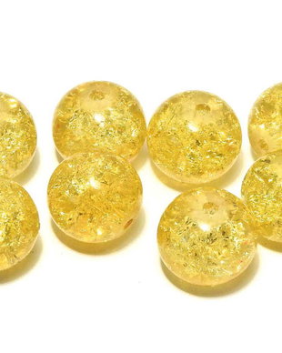 Margele din sticla, crackle, 12 mm, galbene
