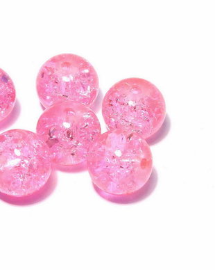 Margele din sticla, crackle, 12 mm, roz