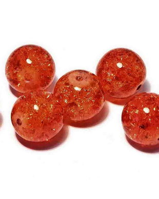 Margele din sticla, crackle, 12 mm, caramizii