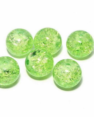 Margele din sticla, crackle, 14 mm, vernil