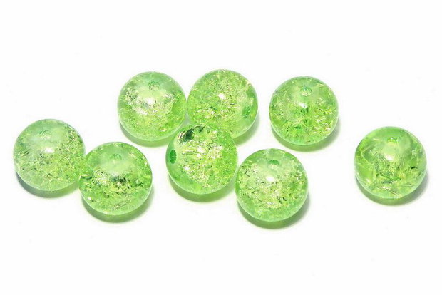Margele din sticla, crackle, 14 mm, vernil
