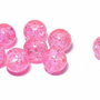 Margele din sticla, crackle, 14 mm, roz