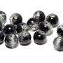 Margele din sticla, crackle, 4 mm, alb cu negru