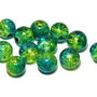 Margele din sticla, crackle, 8 mm, vernil cu turcoaz