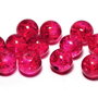 Margele din sticla, crackle, 8 mm, rosu cu siclam