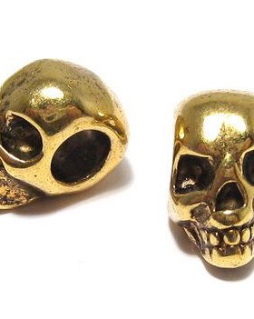 Margele din metal, craniu, auriu antichizat, 12x8 mm