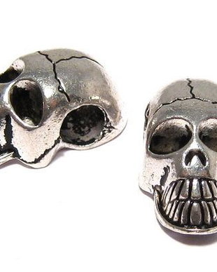 Margele din metal, craniu, argintiu antichizat, 20x10 mm